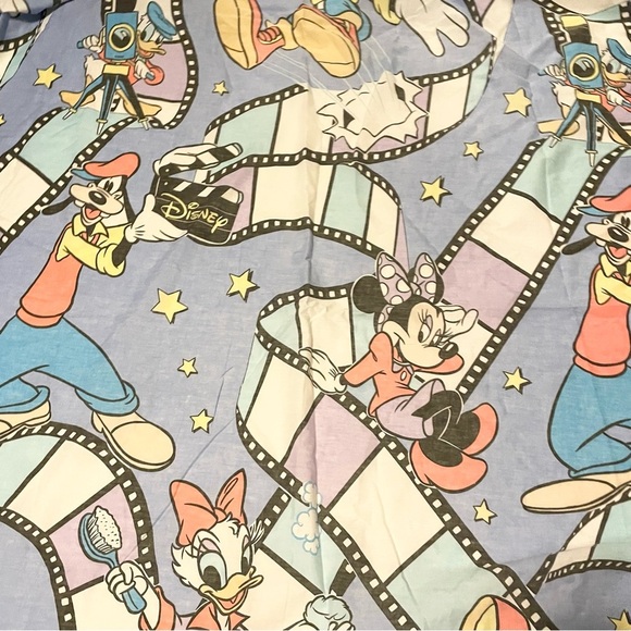 Vintage Mickey Mouse and Friends Twin Flat Sheet Hollywood Film Goofy Minnie - Picture 3 of 16
